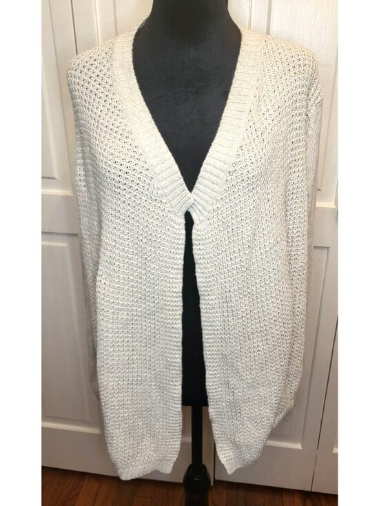 GAP Sweaters - GAP White Open Knit Sweater XL Classic Minimal Neutral Coastal Preppy Layering